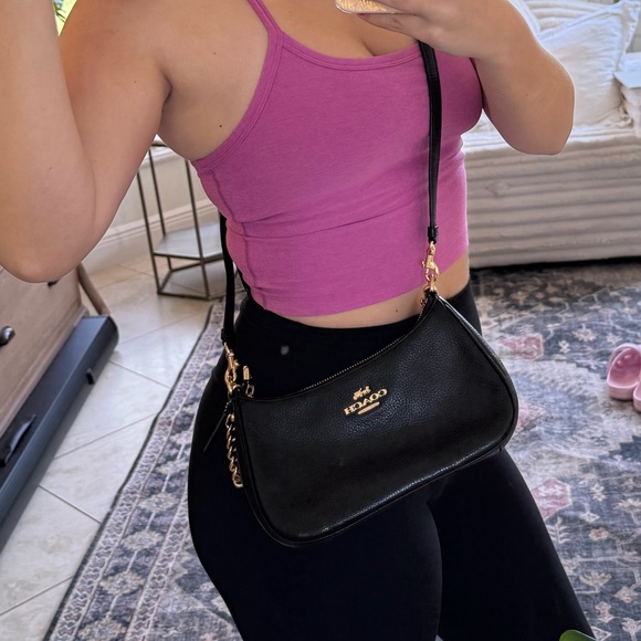 Coach Black Leather Shoulder / Crossbody Bag - Picture 2 of 6